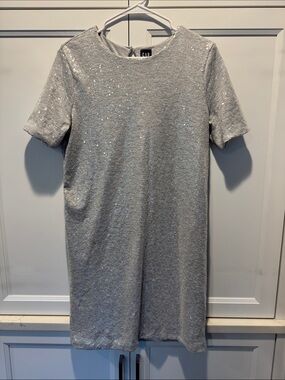 GAP Silver Sequin Knit Shift Dress
